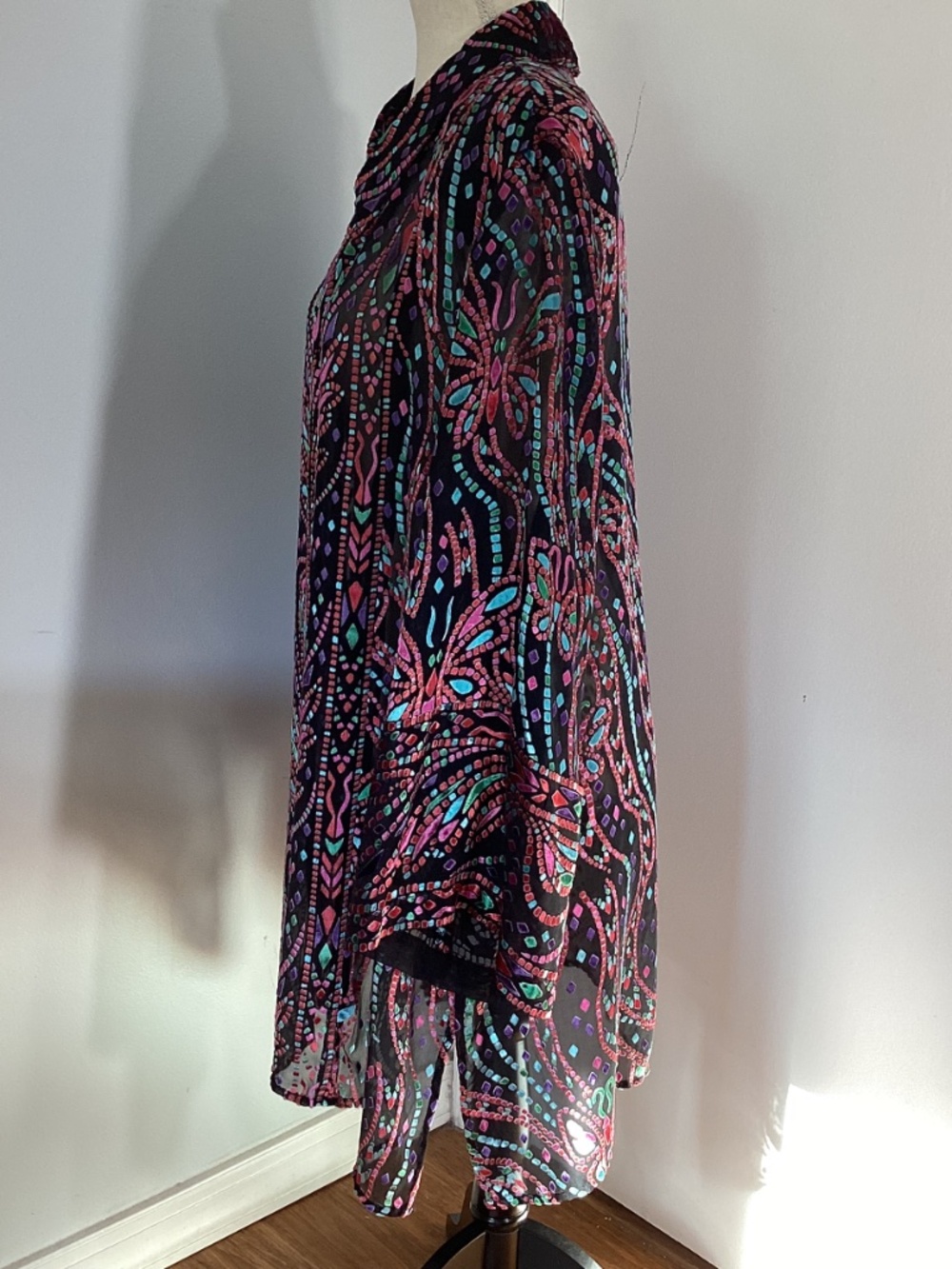 VTG BOB MACKIE WEARABLE ART 3X SILK BLOUSE TUNIC SHEER SPECIAL OCCASION HOLIDAYS - Picture 4 of 11